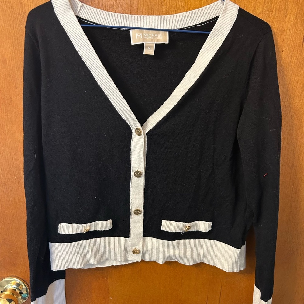 Michael Kors Black and Cream Cardigan